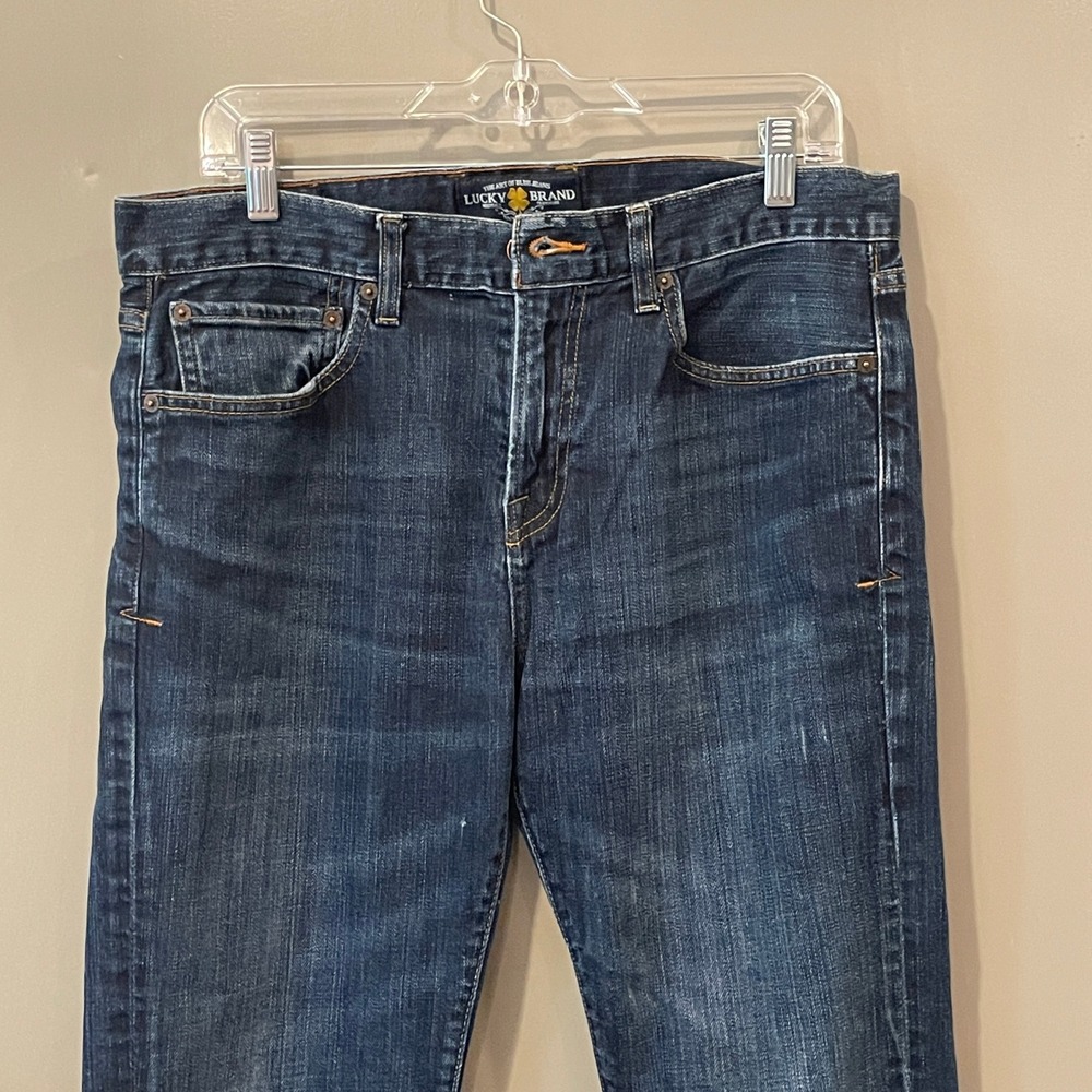 Lucky Brand Dean Straight Leg Jeans Mens 33x32 Dark Wash Blue Denim Classic Fit